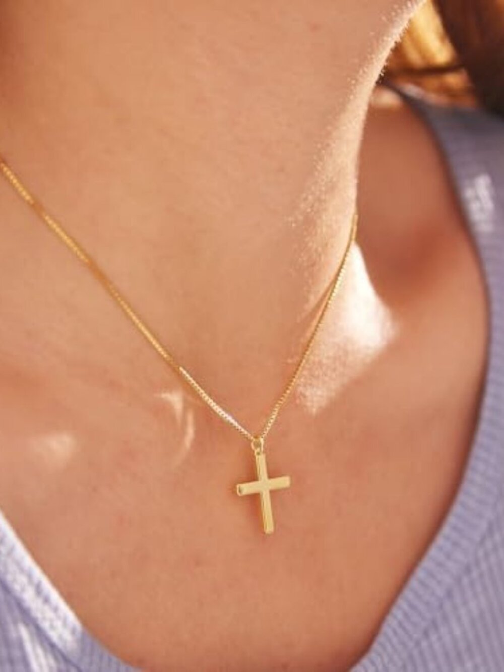 Easter Basket Stuffer Cross Necklace for Women Girls, Dainty 14K Gold Silver Pla - Picture 4 of 6